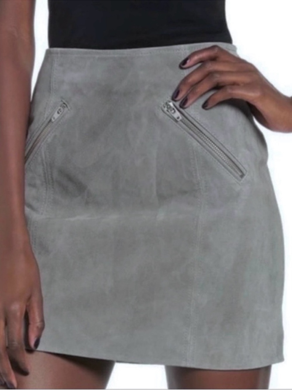 NWT BLANK NYC Leather
Skirt Zip Pockets Grey Size 25 / XS - Small